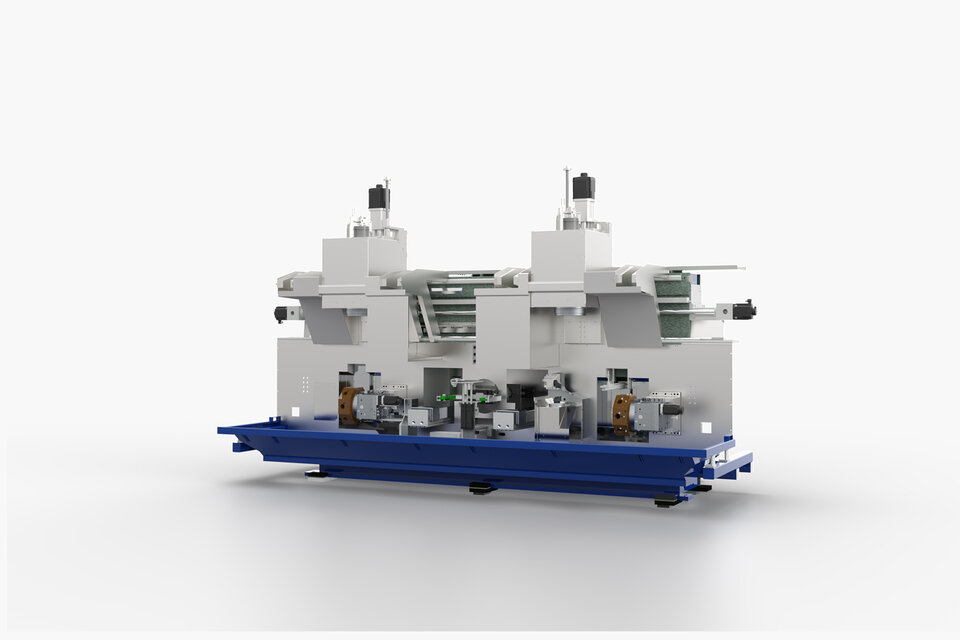 PITTLER PVSL3 Maschine ohne Verkleidung mit sichtbaren Bearbeitungs- und Maschinenkomponenten.