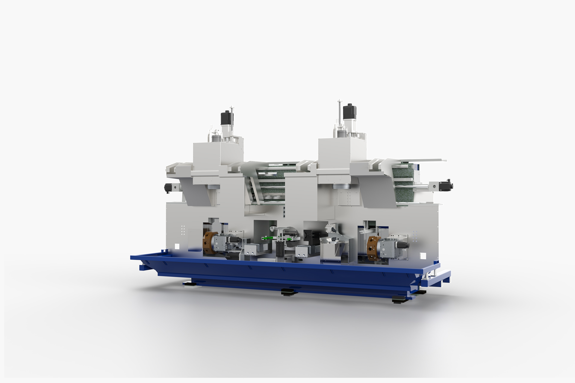 PITTLER PVSL3 Maschine ohne Verkleidung mit sichtbaren Bearbeitungs- und Maschinenkomponenten.